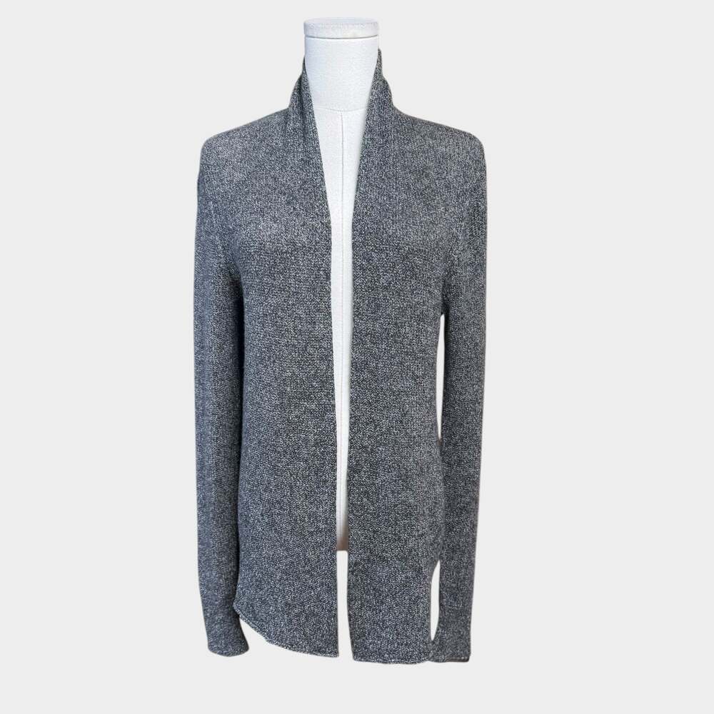 AllSaints Hilson Open Cardigan Small Gray Wool Linen Knit Sweater